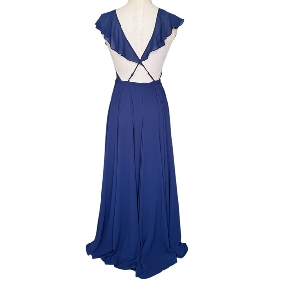 Yumi Kim Full Bloom Ruffle Maxi Wrap Dress in Navy Blue Small - Picture 9 of 11